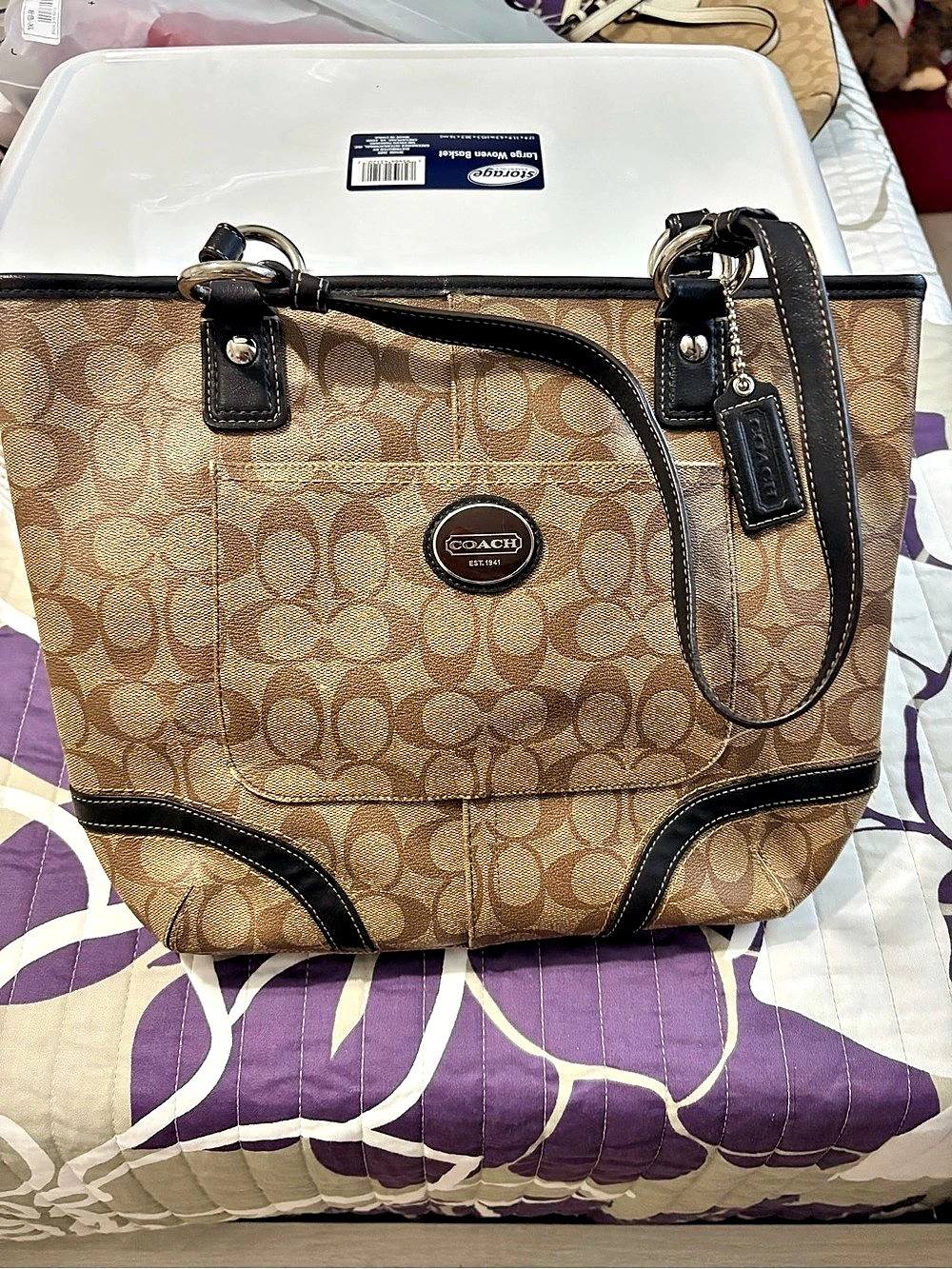 Coach Gallery Tote In Signature Canvas Brown & Black